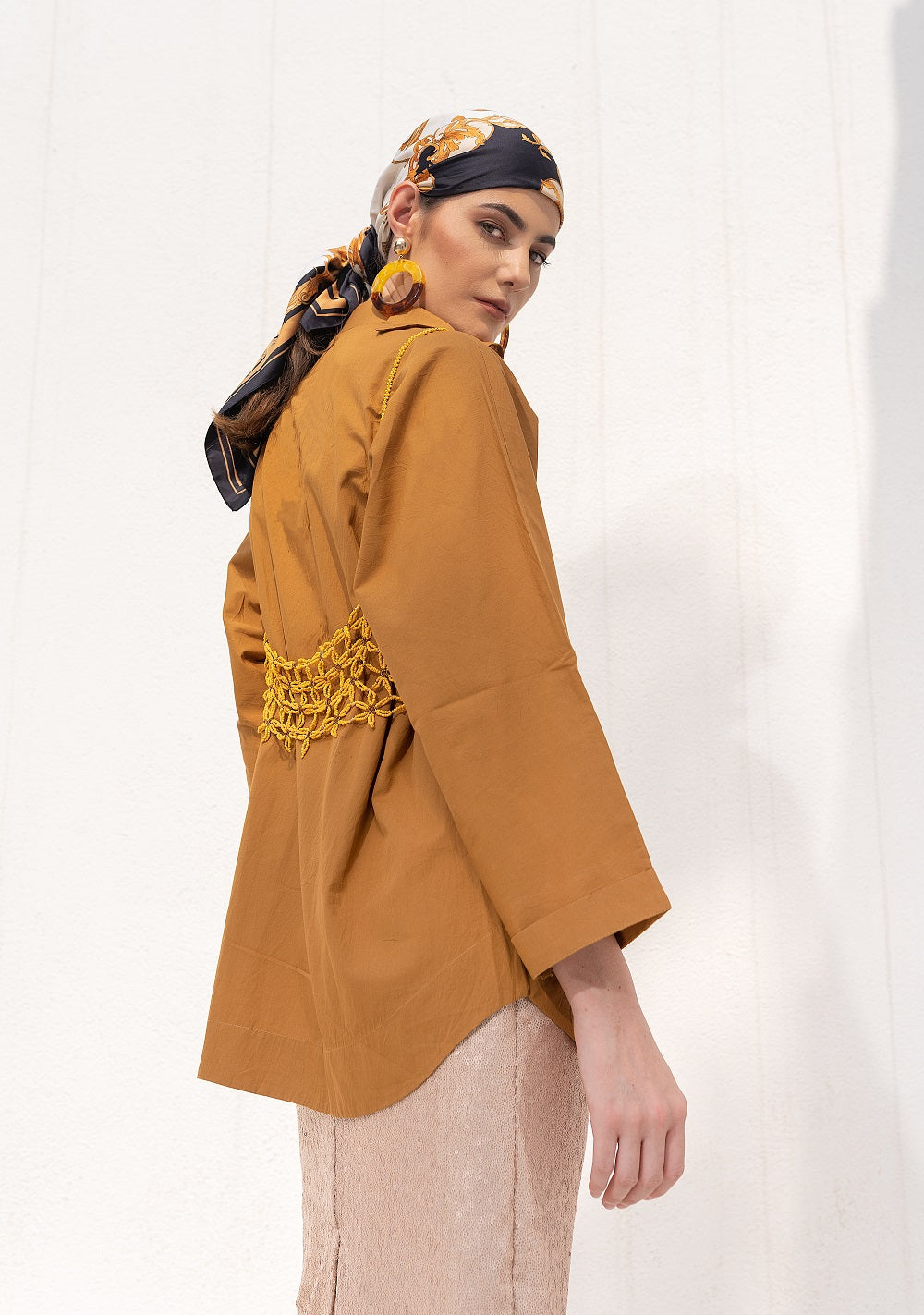 CHAYA Biscuit Brown Ruffled Shirt