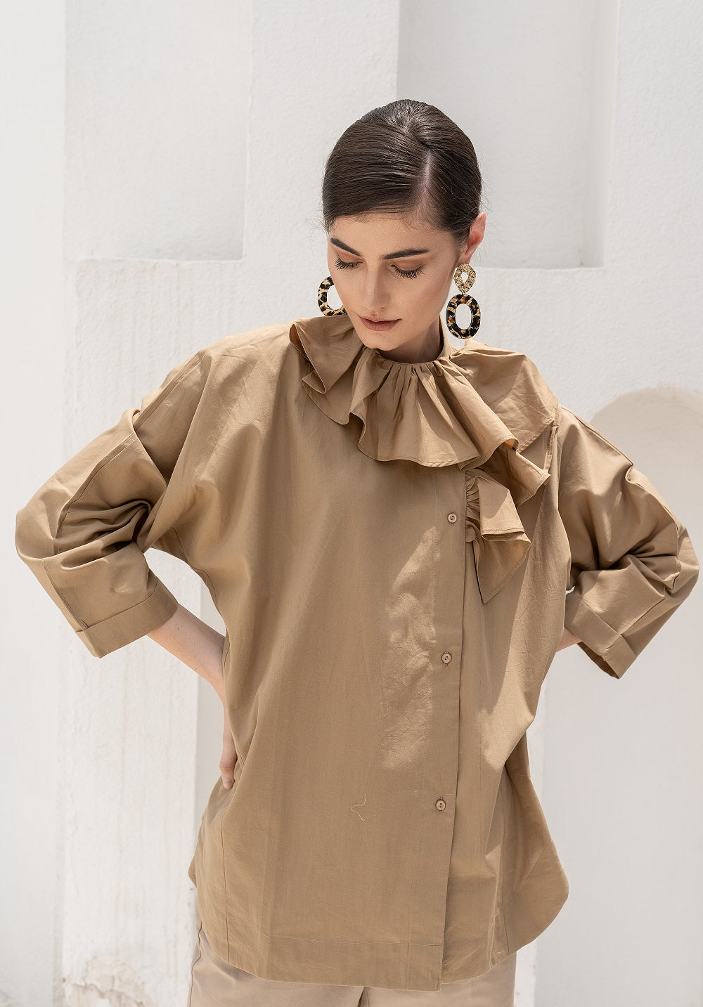 CHAYA Tan Brown Oversized Shirt