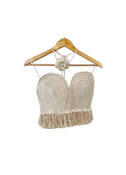 Ellison Macrame Corset Top with Crochet Rose choker