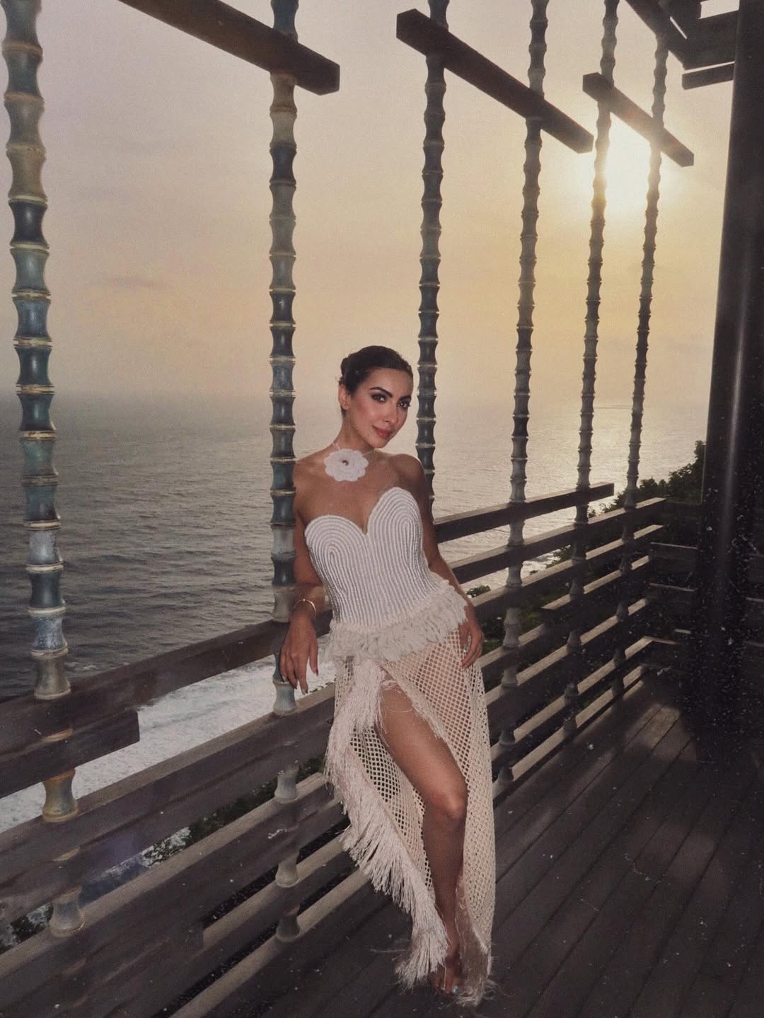 Ellison Macrame Corset Top with Crochet Rose choker