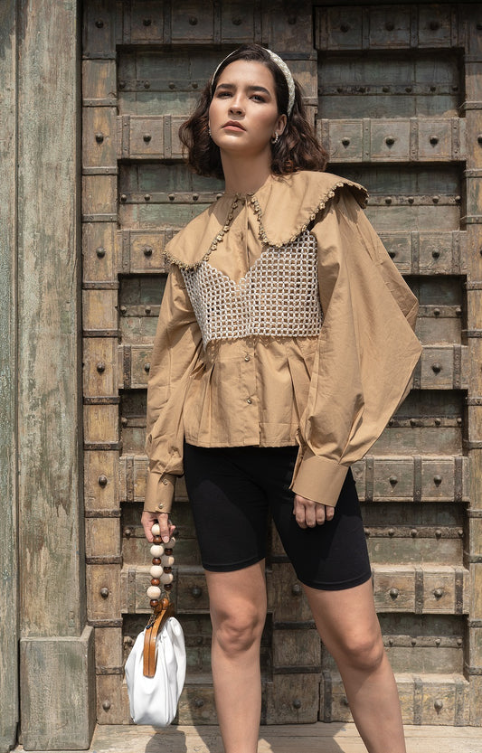 CARRIE Biscuit Brown Shirt