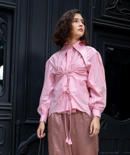 CHA Pink Drawstring Shirt